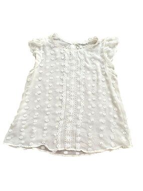 Mine Brand Sheer Polka Dot Mock Neck Blouse-Cream-L-GUC